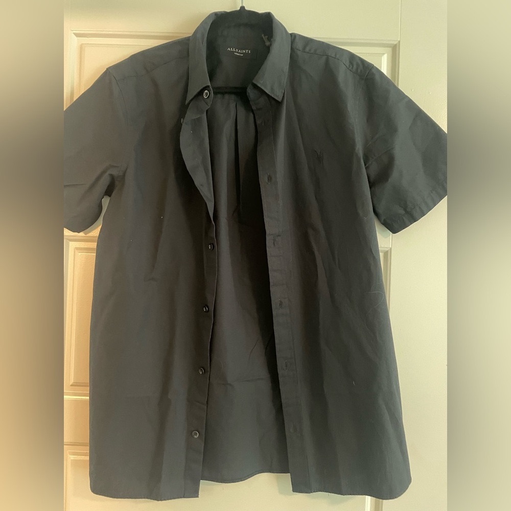 Black all saints button down linen